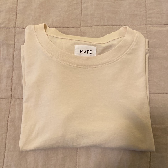 NWOT MATE The Label Organic Cotton Ling Sleeve Crop Tee - Bone - Picture 4 of 6